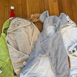 Pottery Barn Baby Animal Hooded Bath Towels -set of 5x